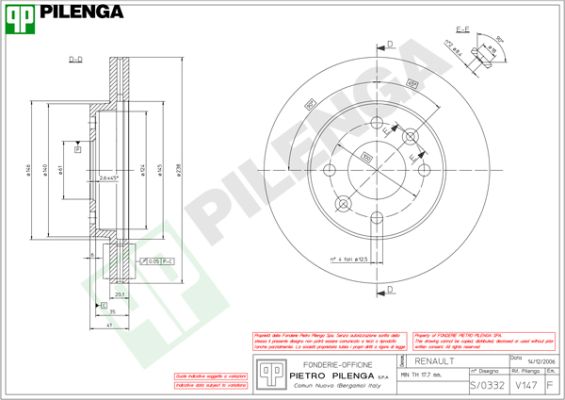 Диск тормозной PILENGA V147