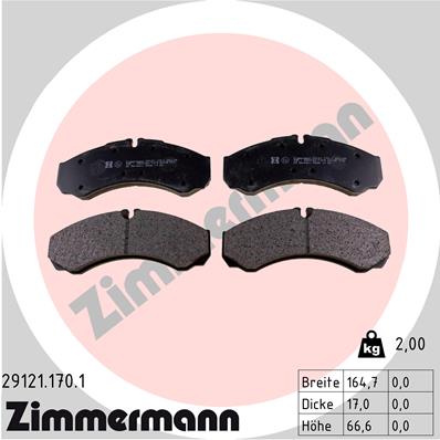 Колодки тормозные дисковые ZIMMERMANN 291211701