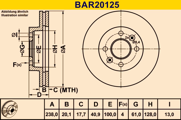 Диск тормозной BARUM BAR20125