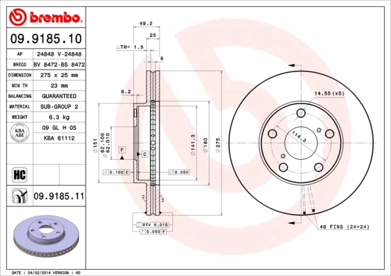 Диск тормозной AP 24848 V
