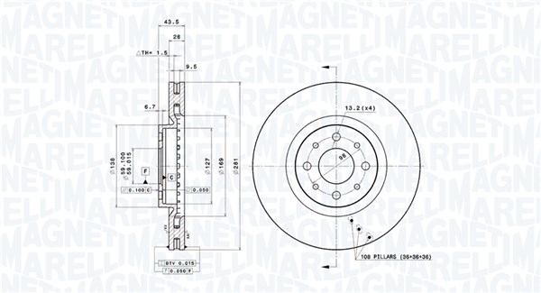 Диск тормозной MAGNETI MARELLI 360406010400