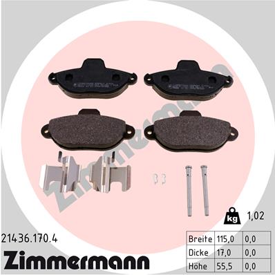 Колодки тормозные дисковые ZIMMERMANN 214361704