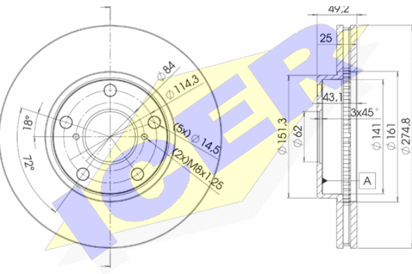 Диск тормозной передний toyota rav 4 ii 00-05 icer 78bd2878-2 ICER 78BD28782