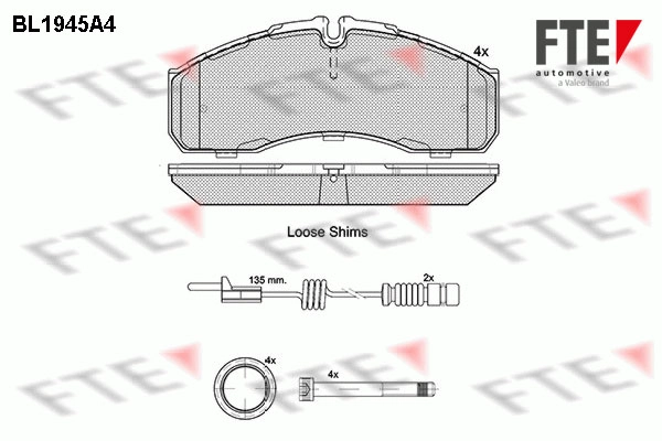 Комплект тормозных колодок дисковый тормоз FTE BL1945A4