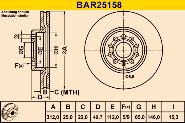 Диск тормозной BARUM BAR25158