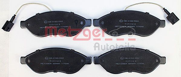Колодки тормозные дисковые METZGER 1170348