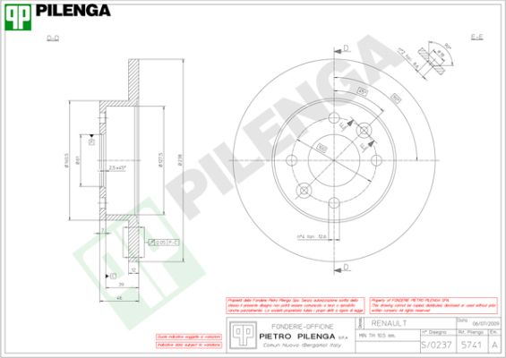 Диск тормозной PILENGA 5741
