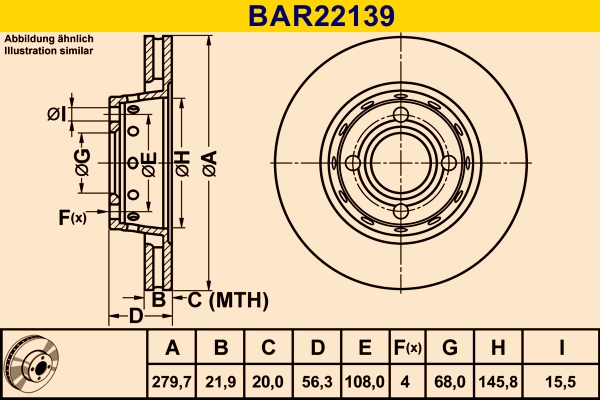 Диск тормозной BARUM BAR22139