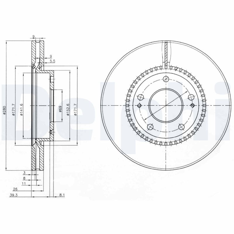 Диск тормозной DELPHI BG3861
