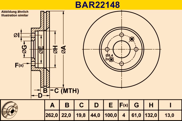 Диск тормозной BARUM BAR22148
