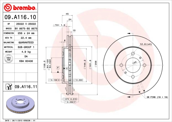 Диск тормозной BRECO BS 8675