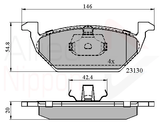 Колодки тормозные дисковые комплект ALLIED NIPPON ADB0737