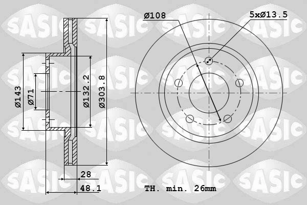 Диск тормозной SASIC 6100032