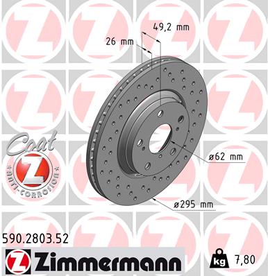 Диск тормозной ZIMMERMANN 590280352