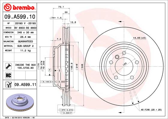 Диск тормозной BRECO BV 8803