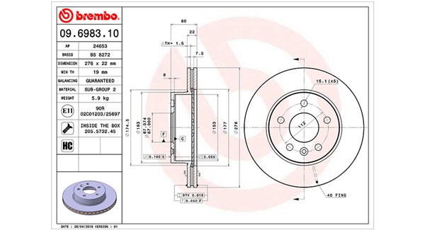 Диск тормозной MAGNETI MARELLI 360406032200