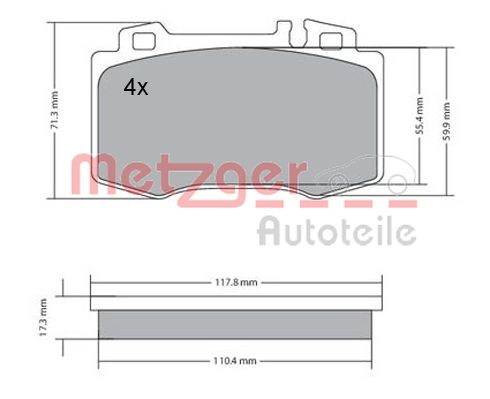 Колодки тормозные дисковые METZGER 1170153