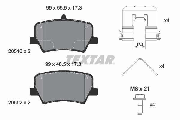 Колодки тормозные дисковые задн volvo xc40 17- geely tugella 21- TEXTAR 2051001