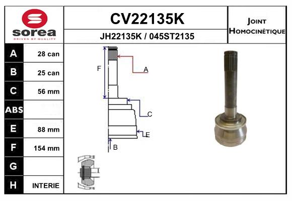 Шрус EAI CV22135K