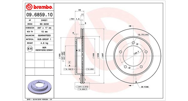 Диск тормозной MAGNETI MARELLI 360406046100