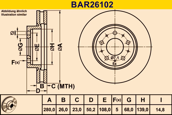 Диск тормозной BARUM BAR26102