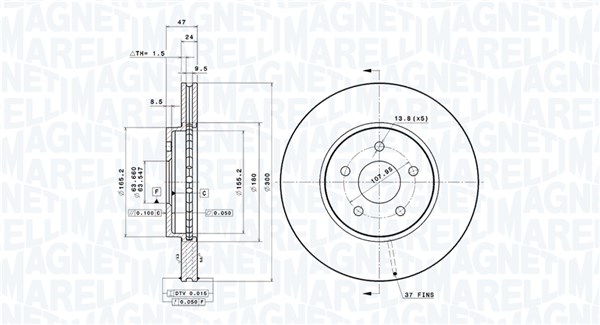 Тормоз.диски ford mondeo MAGNETI MARELLI 360406026101
