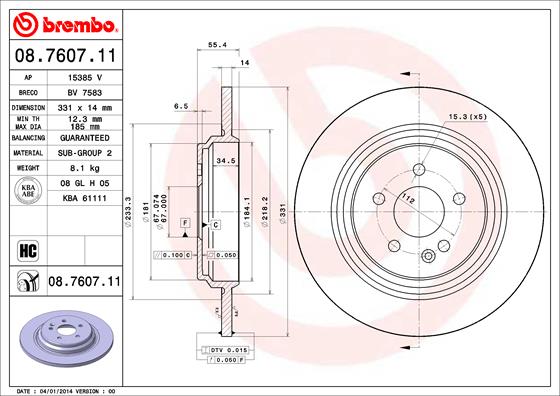 Диск тормозной AP 15385 V