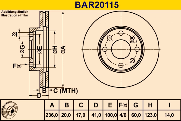 Диск тормозной BARUM BAR20115