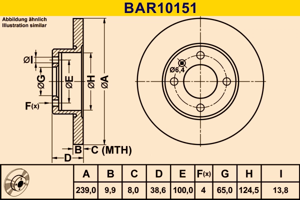 Диск тормозной BARUM BAR10151