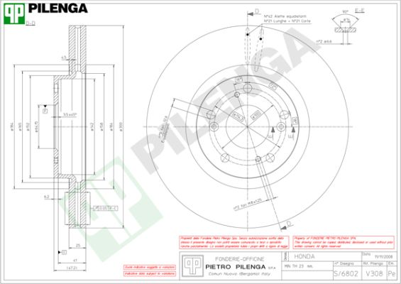 Диск тормозной PILENGA V308