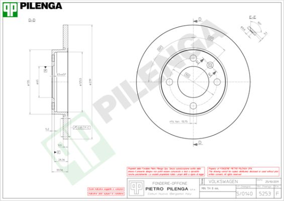 Диск тормозной PILENGA 5253