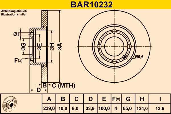 Диск тормозной BARUM BAR10232