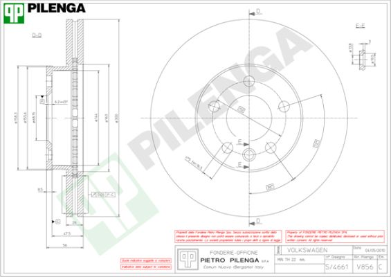 Диск тормозной PILENGA V856