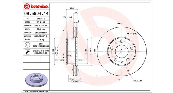 Диск тормозной MAGNETI MARELLI 360406022600