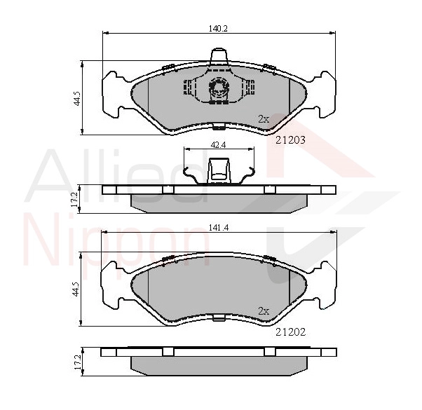 Комплект тормозных колодок дисковый тормоз ALLIED NIPPON ADB0876
