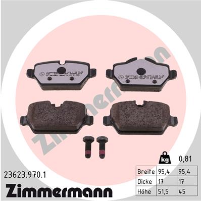 Колодки торм rdz bmw 1 e81/e87 3 e90 зад 04/09- ZIMMERMANN 236239701