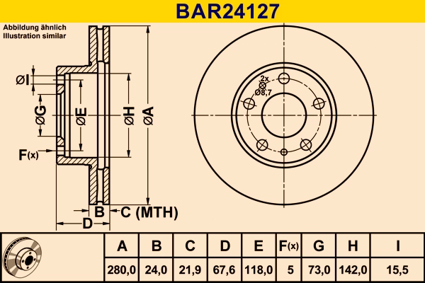 Диск тормозной BARUM BAR24127