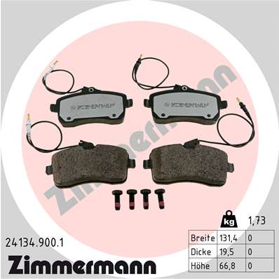 Колодки тормозные дисковые ZIMMERMANN 241349001
