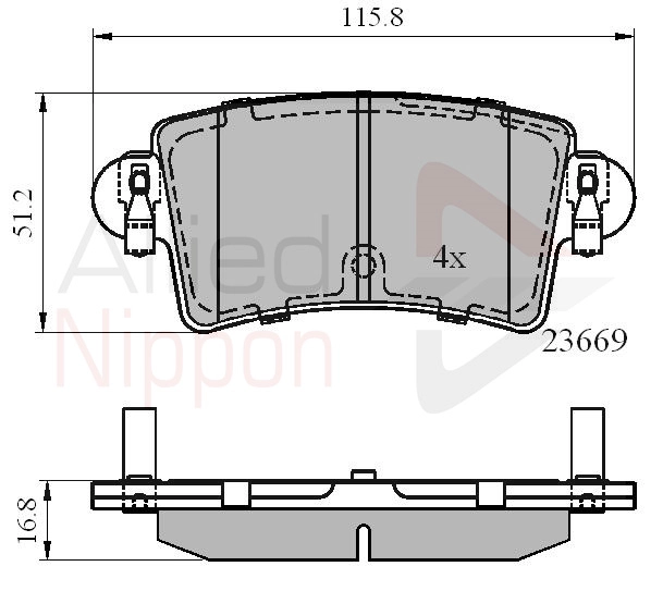 Колодки тормозные дисковые комплект ALLIED NIPPON ADB01036