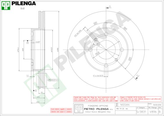 Диск тормозной PILENGA V896