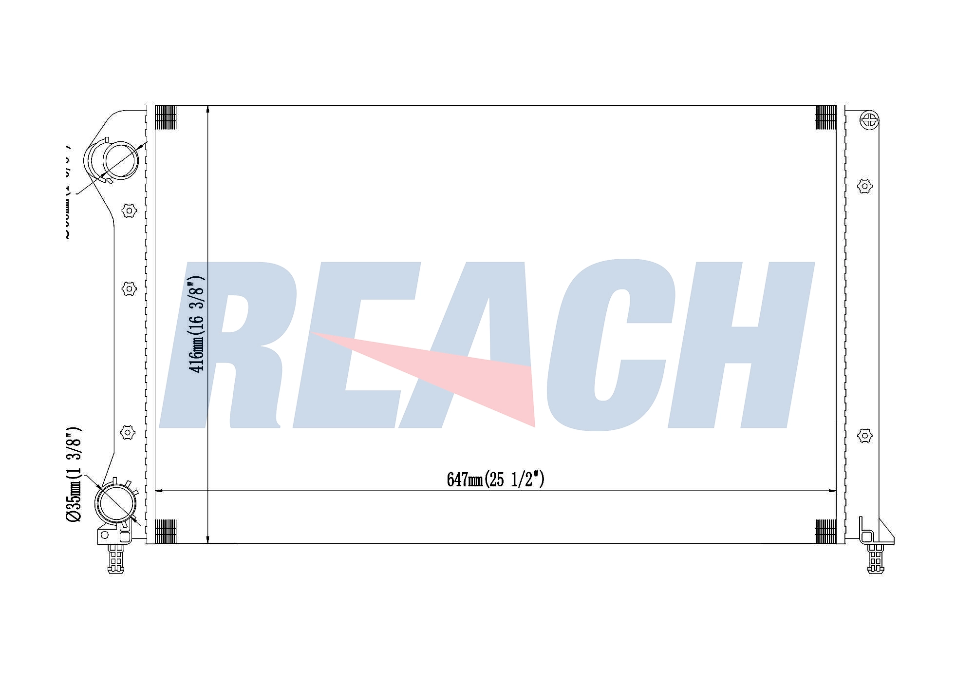 Радиатор системы охлаждения REACH 1.40.13568.534