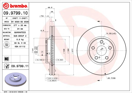 Диск тормозной BRECO BS 8590