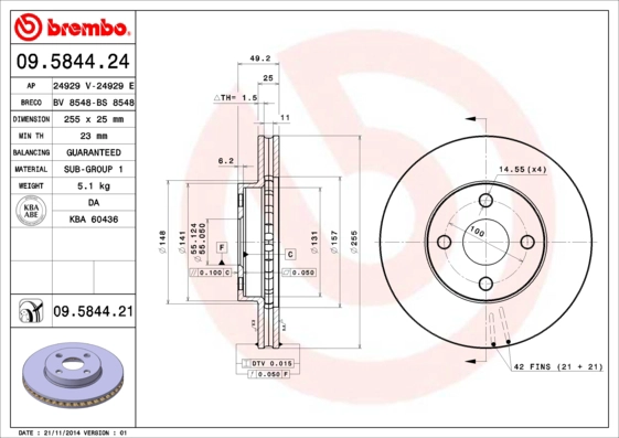 Диск тормозной BRECO BS 8548