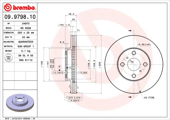 Диск тормозной BRECO BS 8589