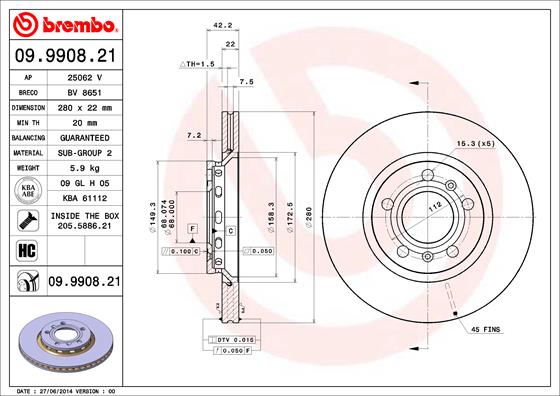 Диск тормозной BRECO BV 8651