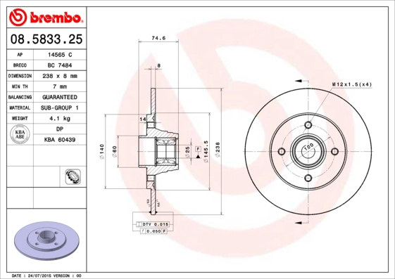 Диск тормозной BRECO BC 7484