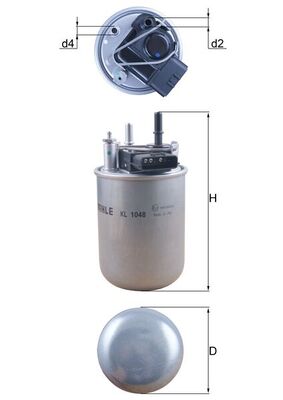 Inline fuel filter MAHLE/KNECHT KL1048