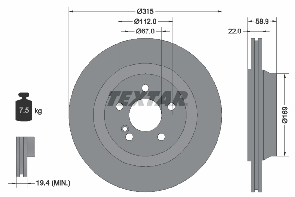 Диск тормозной TEXTAR 92109003