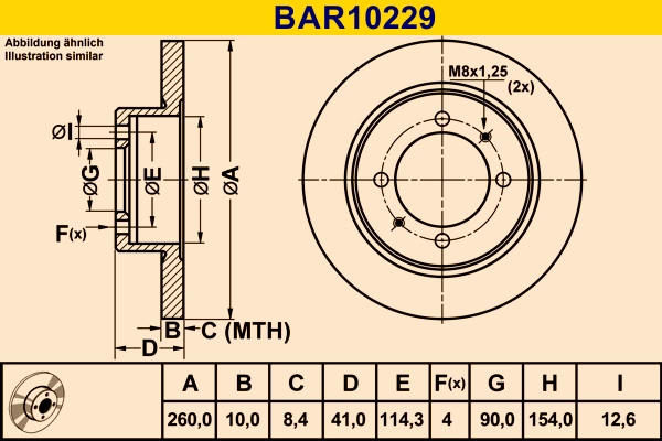 Диск тормозной BARUM BAR10229