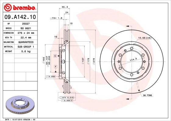Диск тормозной BRECO BS 8621